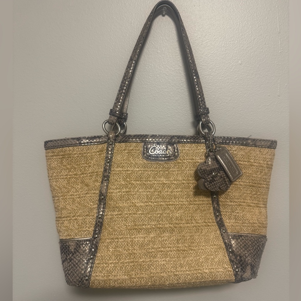 Coach Alexandra Python Straw Purse - image 1